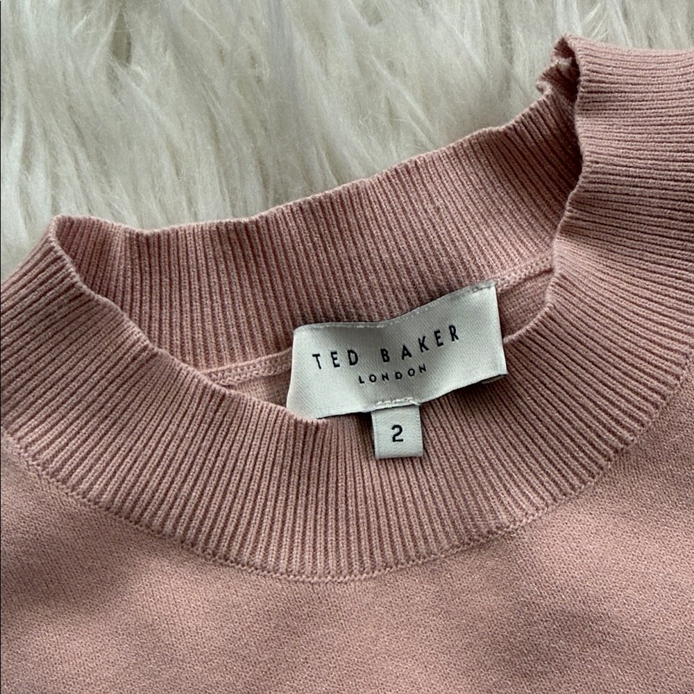 Ted Baker Pink & white Graphic Crewneck Knit Sweater Size 2 - Picture 5 of 10
